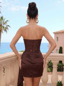 Sequins Sheath Strapless Ruched Short Homecoming Dresses
