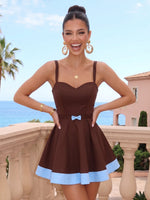 Satin A Line Sweetheart Pleated Short Homecoming Dresses with Bow