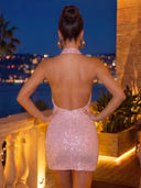 Sequin Sheath Halter Short Homecoming Dresses