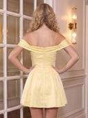 Satin A Line Off the Shoulder Short Homecoming Dresses