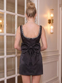 Satin A Line Scoop Neck Short Homecoming Dresses with Bow