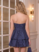 Jacquard Tiered A Line Strapless Short Homecoming Dresses