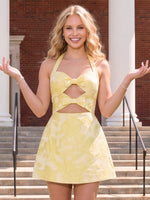 Jacquard A Line Halter Sleeveless Short Homecoming Dresses