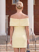 Satin Sheath Off the Shoulder Short Short Homecoming Dresses