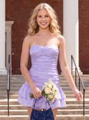 Chiffon A Line Sweetheart Sleeveless Tiered Ruffles Short Homecoming Dresses