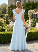 Chiffon A Line V Neck Bridesmaid Dresses with Ruched
