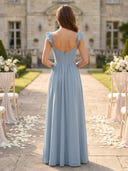Chiffon A Line Corset Bridesmaid Dresses with Slit