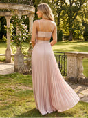 Chiffon Spaghetti Straps A Line Pleated V Neck Bridesmaid Dresses