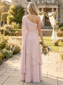 Chiffon One Shoulder A Line Tiered Bridesmaid Dresses