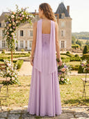 Chiffon A Line Cowl Neck Bridesmaid Dresses with Scarf
