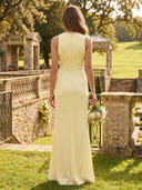 Mermaid Satin High Neck Sleeveless Long Bridesmaid Dresses