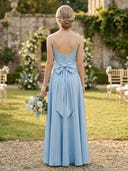Satin A Line Sweetheart Sleeveless Long Bridesmaid Dresses with Slit