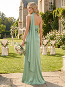 Mermaid One Shoulder Sleeveless Long Bridesmaid Dresses with Scarf