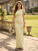 Satin Mermaid One Shoulder Long Bridesmaid Dresses