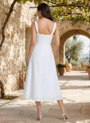 Chiffon Floral Square Neck A Line Tea Length Cocktail Dresses