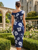 Chiffon Floral One Shoulder Mermaid Tea Length Cocktail Dresses