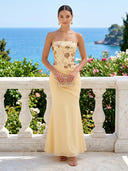 Chiffon Floral Strapless Mermaid Ankle Length Cocktail Dresses