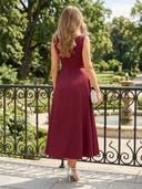 Chiffon Cowl Neck A Line Tea Length Cocktail Dresses