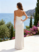 Dot Pattern Mermaid V Neck Spaghetti Straps Long Cocktail Dresses