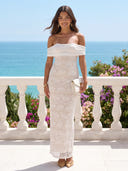 Lace Appliques Mermaid Off Shoulder Long Cocktail Dresses