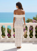 Lace Appliques Mermaid Off Shoulder Long Cocktail Dresses