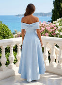 Jacquard A Line Off Shoulder Long Cocktail Dresses