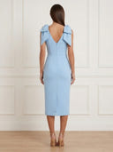 Satin Mermaid V Neck Sleeveless Midi Cocktail Dresses with Bows