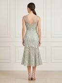 Lace Mermaid Sleeveless Midi Cocktail Dresses with Beadings