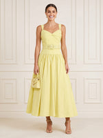 Satin A Line Sweetheart Spaghetti Straps Midi Cocktail Dresses with Empire Waist