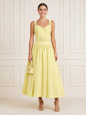 Satin A Line Sweetheart Spaghetti Straps Midi Cocktail Dresses with Empire Waist