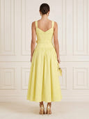 Satin A Line Sweetheart Spaghetti Straps Midi Cocktail Dresses with Empire Waist