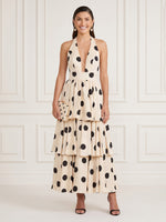 Satin A Line Halter Sleeveless Midi Cocktail Dresses with Tiered