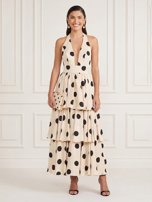 Satin A Line Halter Sleeveless Midi Cocktail Dresses with Tiered