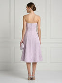 Satin A Line Strapless Sleeveless Midi Cocktail Dresses with 3D Flower
