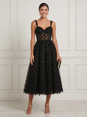 Tulle A Line Sweetheart Sleeveless Midi Cocktail Dresses