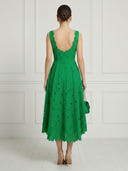 A Line Jacquard Square Neck Sleeveless Midi Length Cocktail Dresses