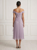 Chiffon Mermaid Off Shoulder Sleeveless Tea Length Cocktail Dresses