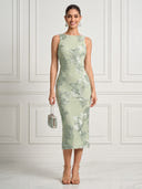 Mermaid Boat Neck Sleeveless Midi Length Cocktail Dresses