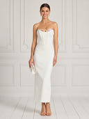 Mermaid Strapless Sleeveless Ankle Length Cocktail Dresses with Flower