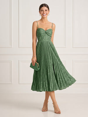 A Line Pleated Sweetheart Sleeveless Tea Length Cocktail Dresses