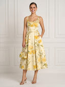 A Line Square Neck Sleeveless Tea Length Cocktail Dresses with Pockets