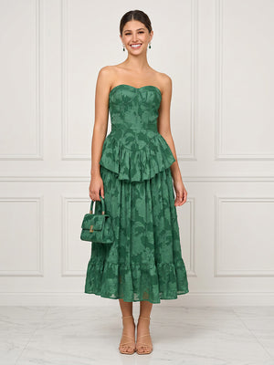 A Line Strapless Sleeveless Midi Length Cocktail Dresses