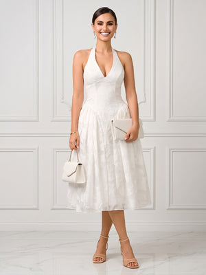 A Line V Neck Sleeveless Midi Length Cocktail Dresses