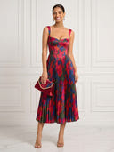 A Line Pleated Sweetheart Sleeveless Midi Length Cocktail Dresses