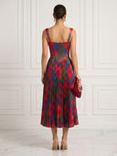 A Line Pleated Sweetheart Sleeveless Midi Length Cocktail Dresses