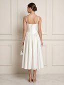 Satin A Line Sweetheart Sleeveless Midi Length Cocktail Dresses