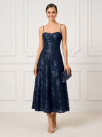 Spaghetti Straps A Line Sweetheart Sleeveless Midi Length Cocktail Dresses