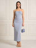 Satin Mermaid Strapless Sleeveless Ankle Length Cocktail Dresses