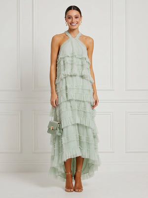A Line Halter Neck Sleeveless High Low Cocktail Dresses