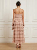 A Line Tiered Strapless Sleeveless Ankle Length Cocktail Dresses